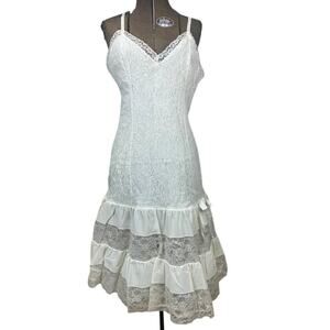 Vintage 60s Womens Lace Slip Dress Crinoline‎ (34) Coquette Petticoat Rockabilly